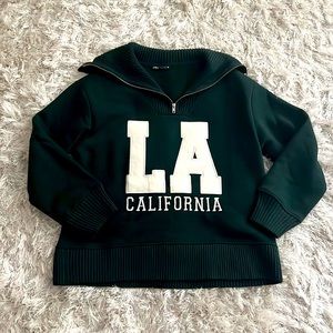 Zara zip sweater sweatshirt LA California, green